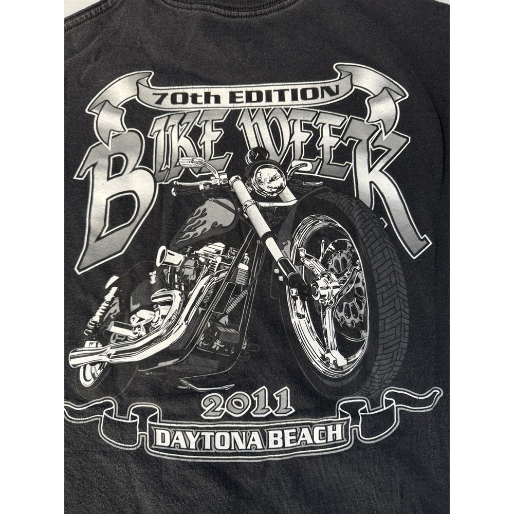Bike Week Daytona Beach T Shirt Mens XL 2011 70th Annual Black Motorcycle